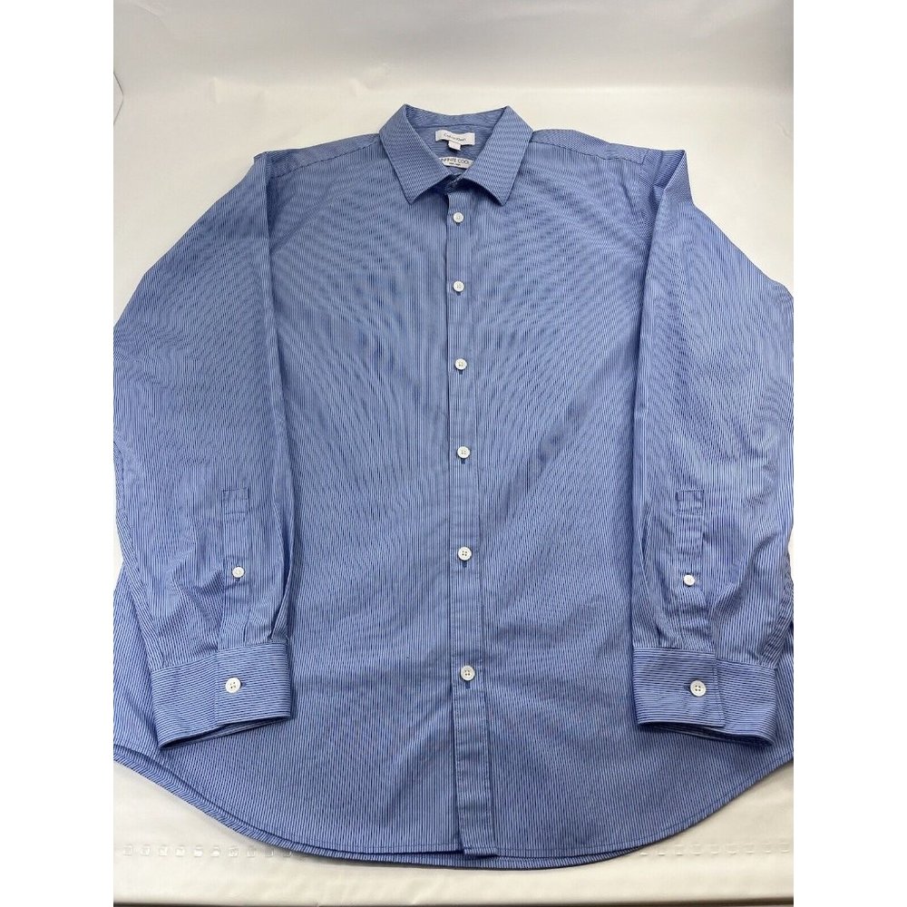 Calvin Klein Shirt Blue Line Design INFINITE COOL Long Sleeve Button Men’s L